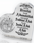 Islamic Heart Shaped Acrylic Ornament (10cmx10cm) – Home Decor & Gift - Ergosalah - Ergonomic padded prayer mat for knee support