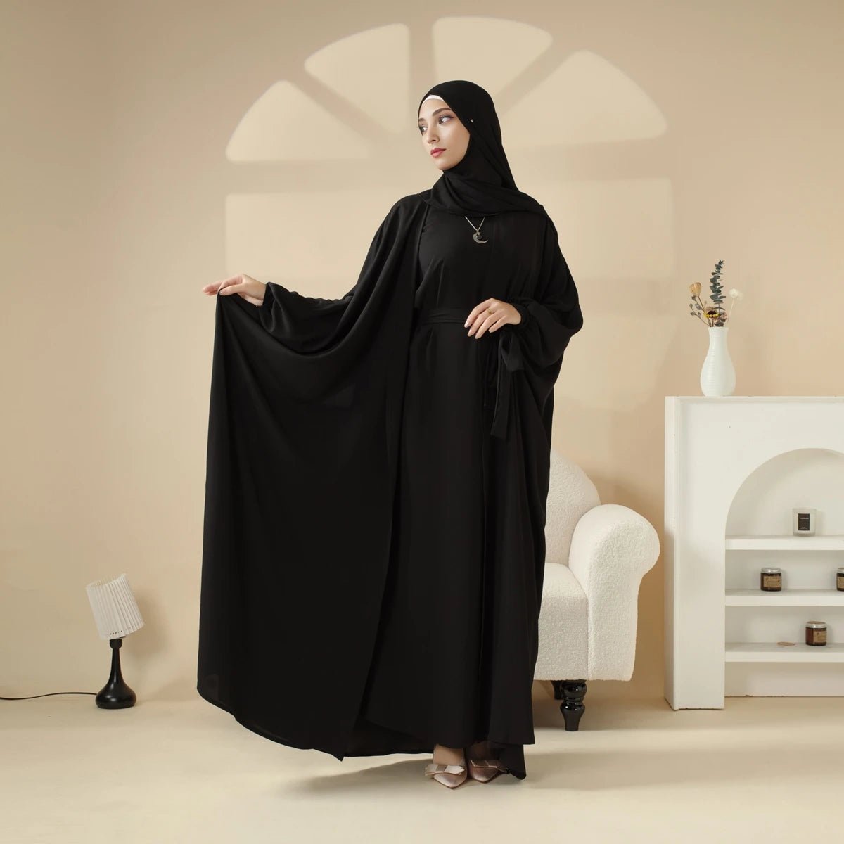 Islamic Modest 5 - Piece Farasha Abaya Set - Ergosalah - Ergonomic padded prayer mat for knee support