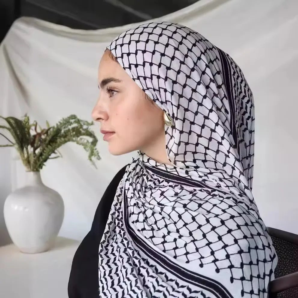 Keffiyeh Print Modal Hijab - Ergosalah - Ergonomic padded prayer mat for knee support