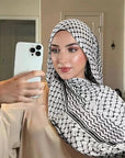 Keffiyeh Print Modal Hijab - Ergosalah - Ergonomic padded prayer mat for knee support
