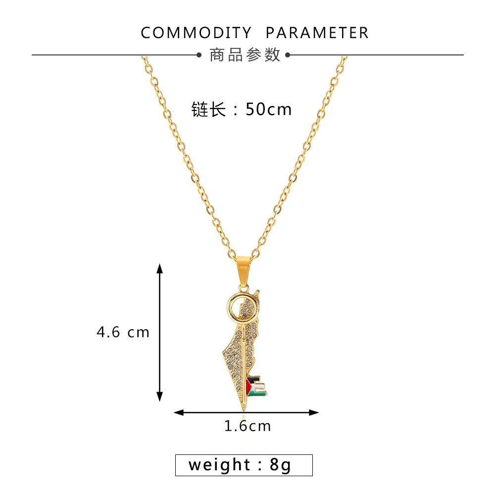 Key to Palestine Map Necklace - Ergosalah - Ergonomic padded prayer mat for knee support