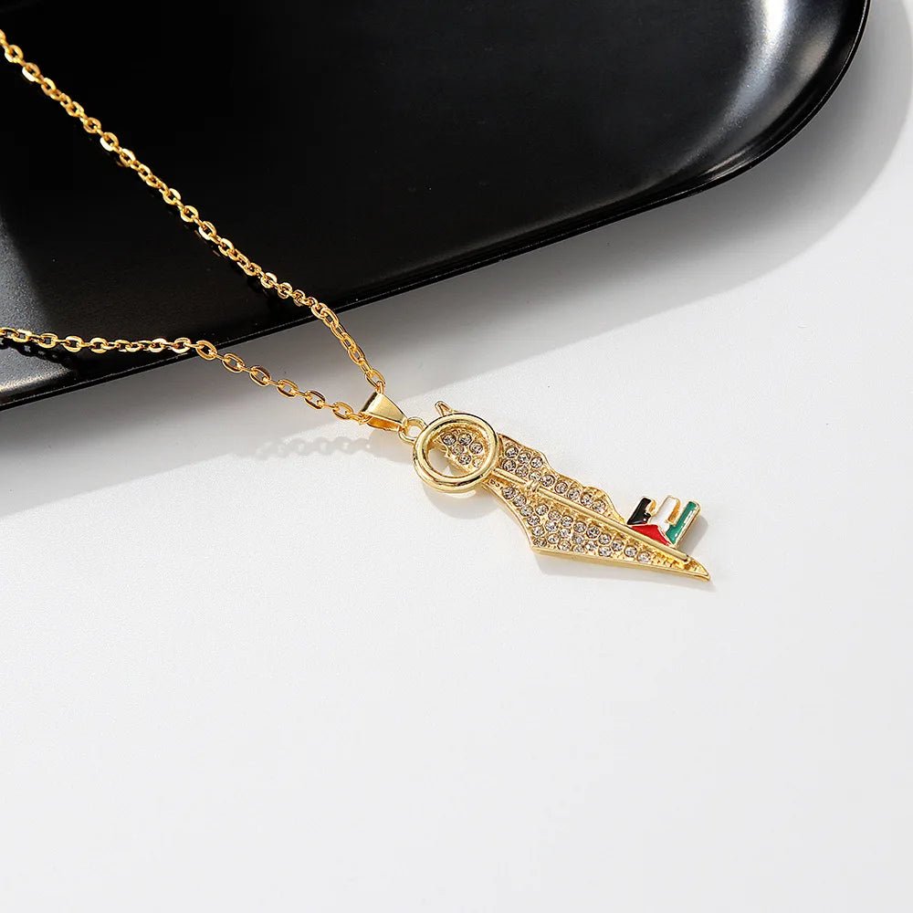 Key to Palestine Map Necklace - Ergosalah - Ergonomic padded prayer mat for knee support