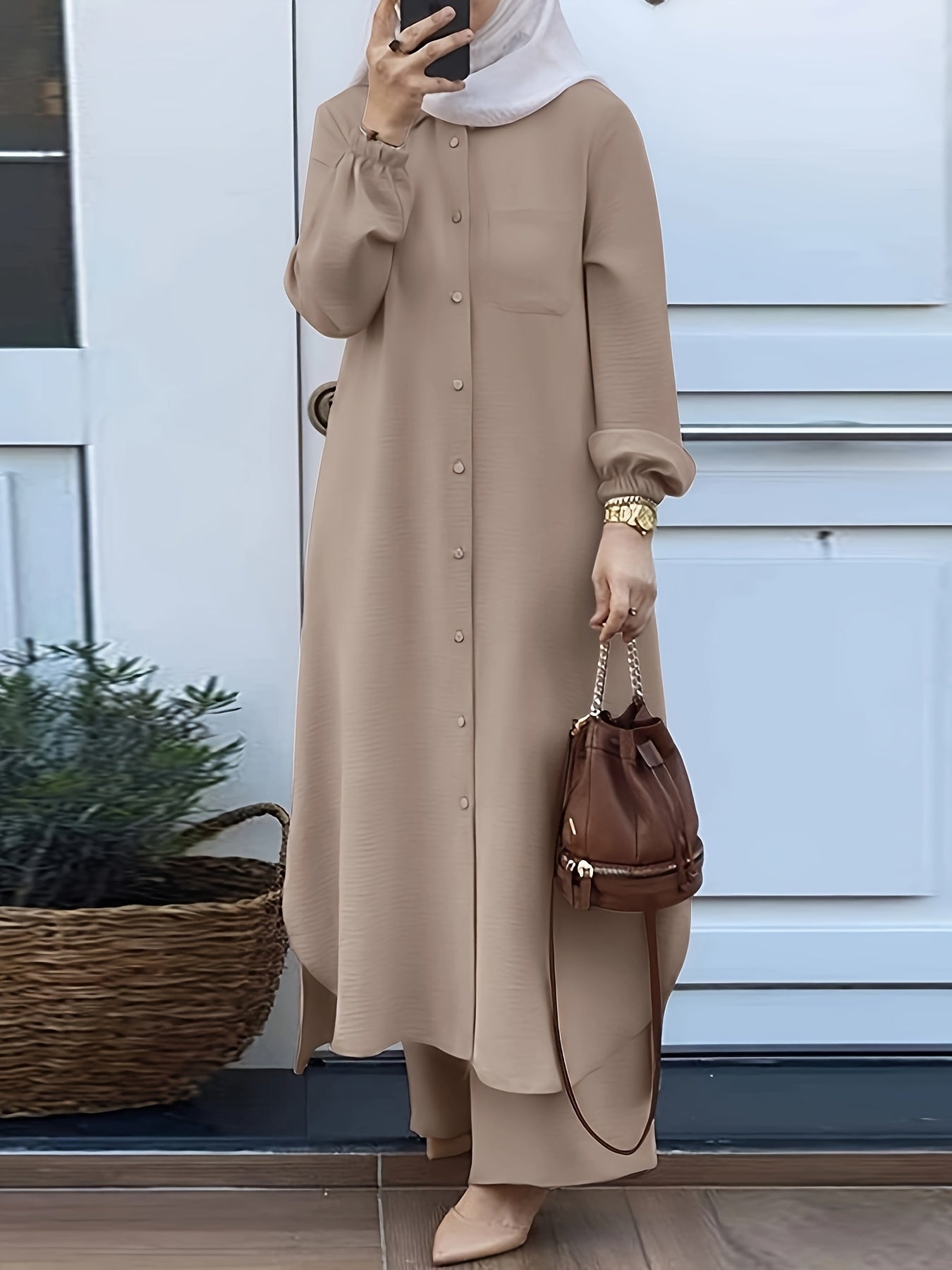 Layali Two - Piece Elegance Set - Ergosalah - Ergonomic padded prayer mat for knee support
