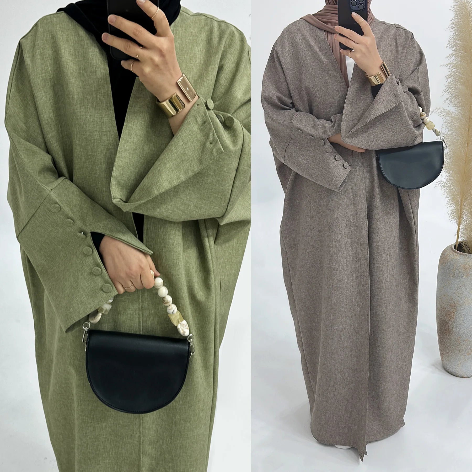 Long Abaya Coat Kimono Style - Ergosalah - Ergonomic padded prayer mat for knee support