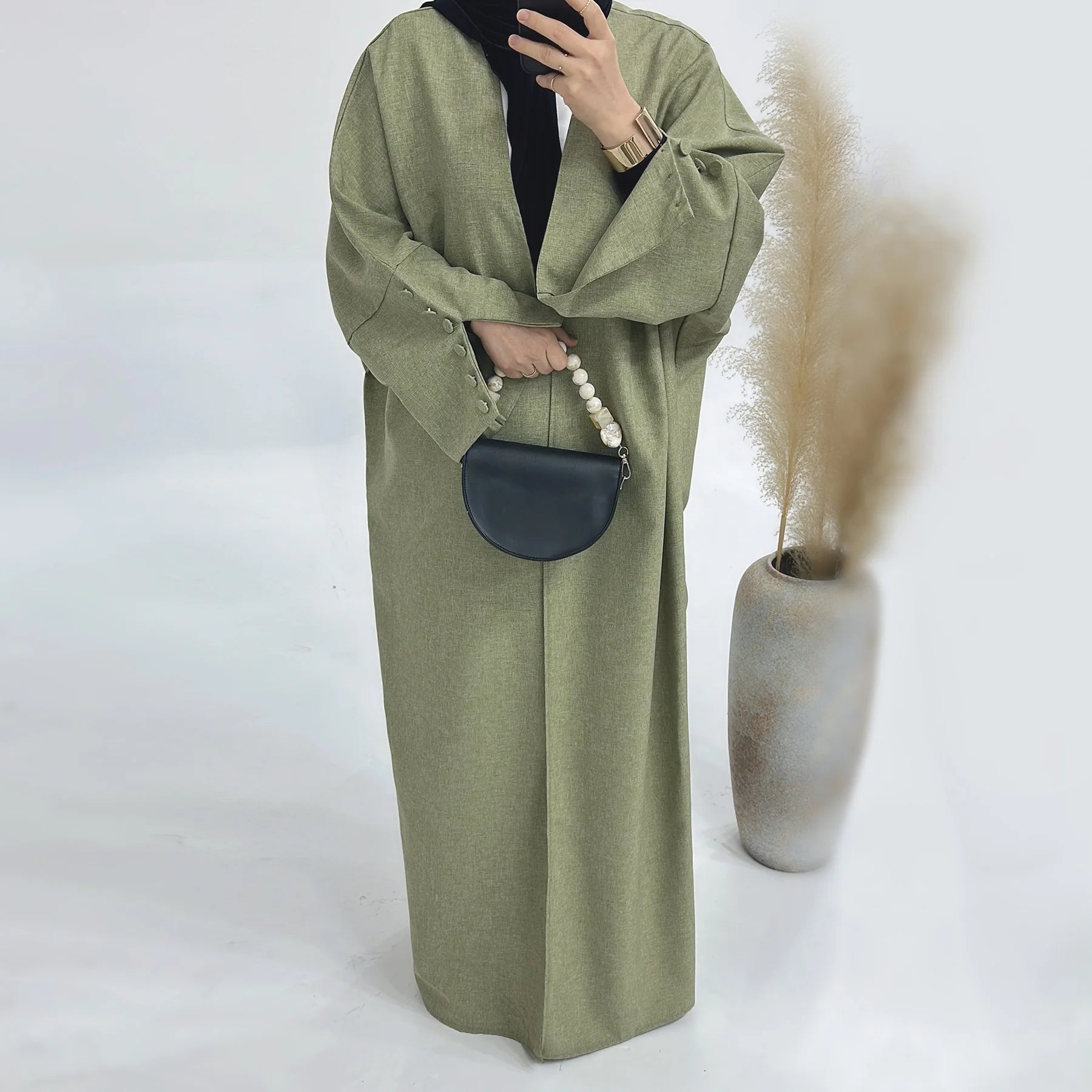 Long Abaya Coat Kimono Style - Ergosalah - Ergonomic padded prayer mat for knee support