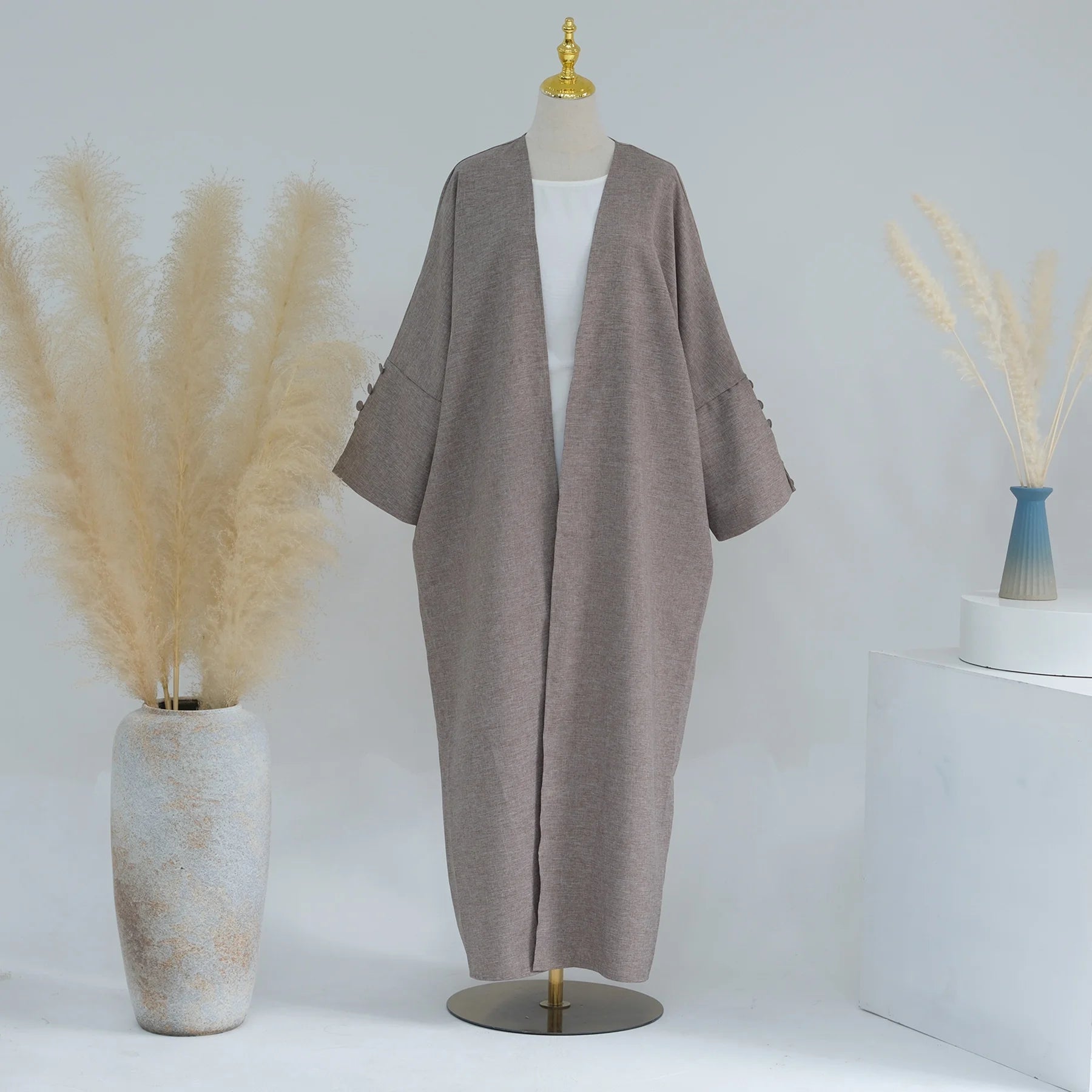 Long Abaya Coat Kimono Style - Ergosalah - Ergonomic padded prayer mat for knee support