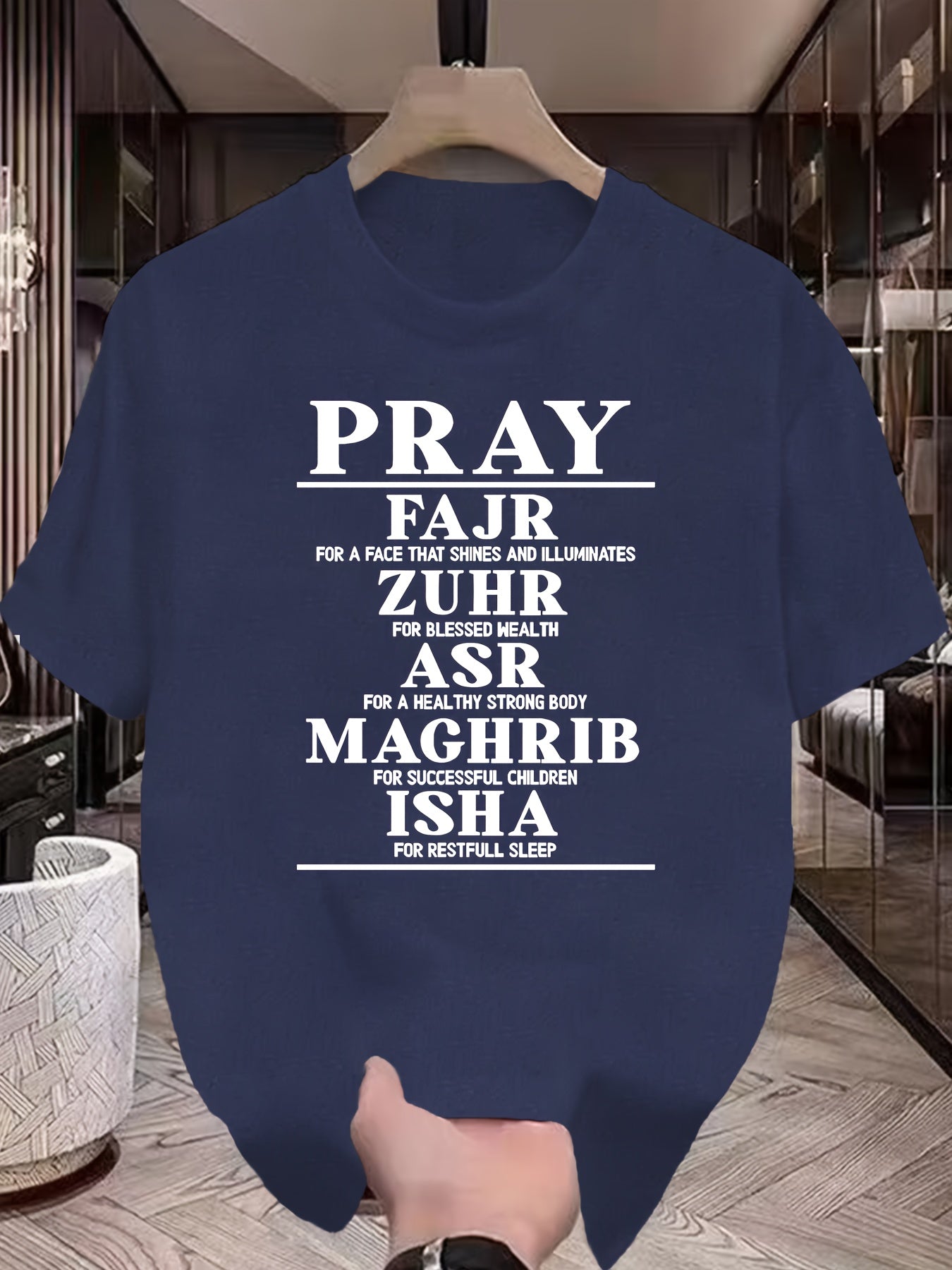 Men's Casual Ramadan Prayer Calligraphy T-Shirt - Soft Polyester Short Sleeve Crew Neck with Knotted Hem, Lightweight & Comfortable for All Seasons, Ideal for Casual Outings & Relaxed Wear, Allseason Apparel | Geometric Pattern Shirt | Recitation Of The F - Ergosalah - Ergonomic padded prayer mat for knee support