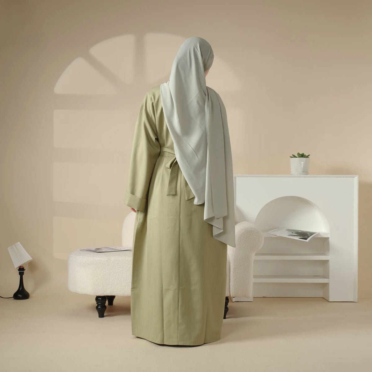 Modest 2 - Piece Linen Turkish Abaya Set - Ergosalah - Ergonomic padded prayer mat for knee support