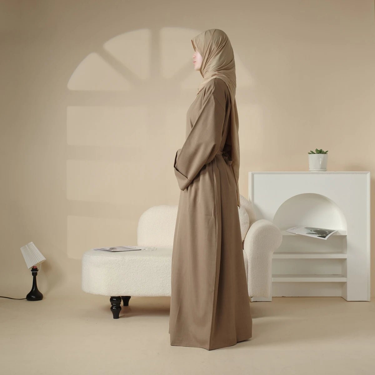 Modest 2 - Piece Linen Turkish Abaya Set - Ergosalah - Ergonomic padded prayer mat for knee support