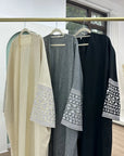 Open Linen Embroidered Abaya - Ergosalah - Ergonomic padded prayer mat for knee support