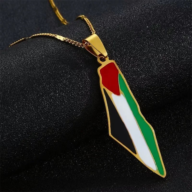 Palestine Heritage Map Necklace Unisex - Ergosalah - Ergonomic padded prayer mat for knee support