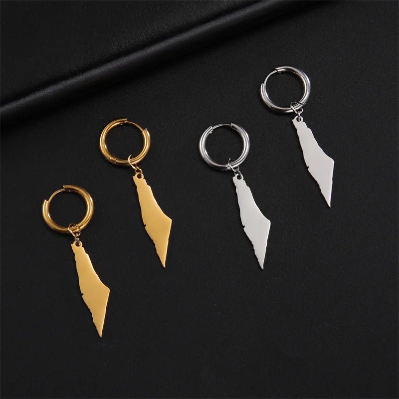 Palestine Map Earrings - Ergosalah - Ergonomic padded prayer mat for knee support