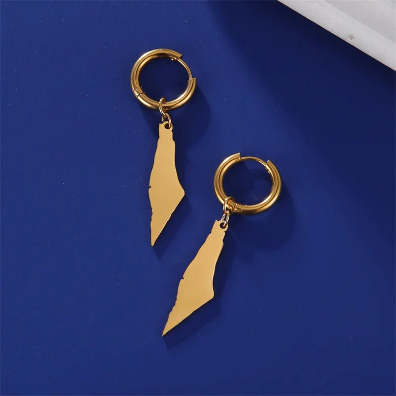 Palestine Map Earrings - Ergosalah - Ergonomic padded prayer mat for knee support