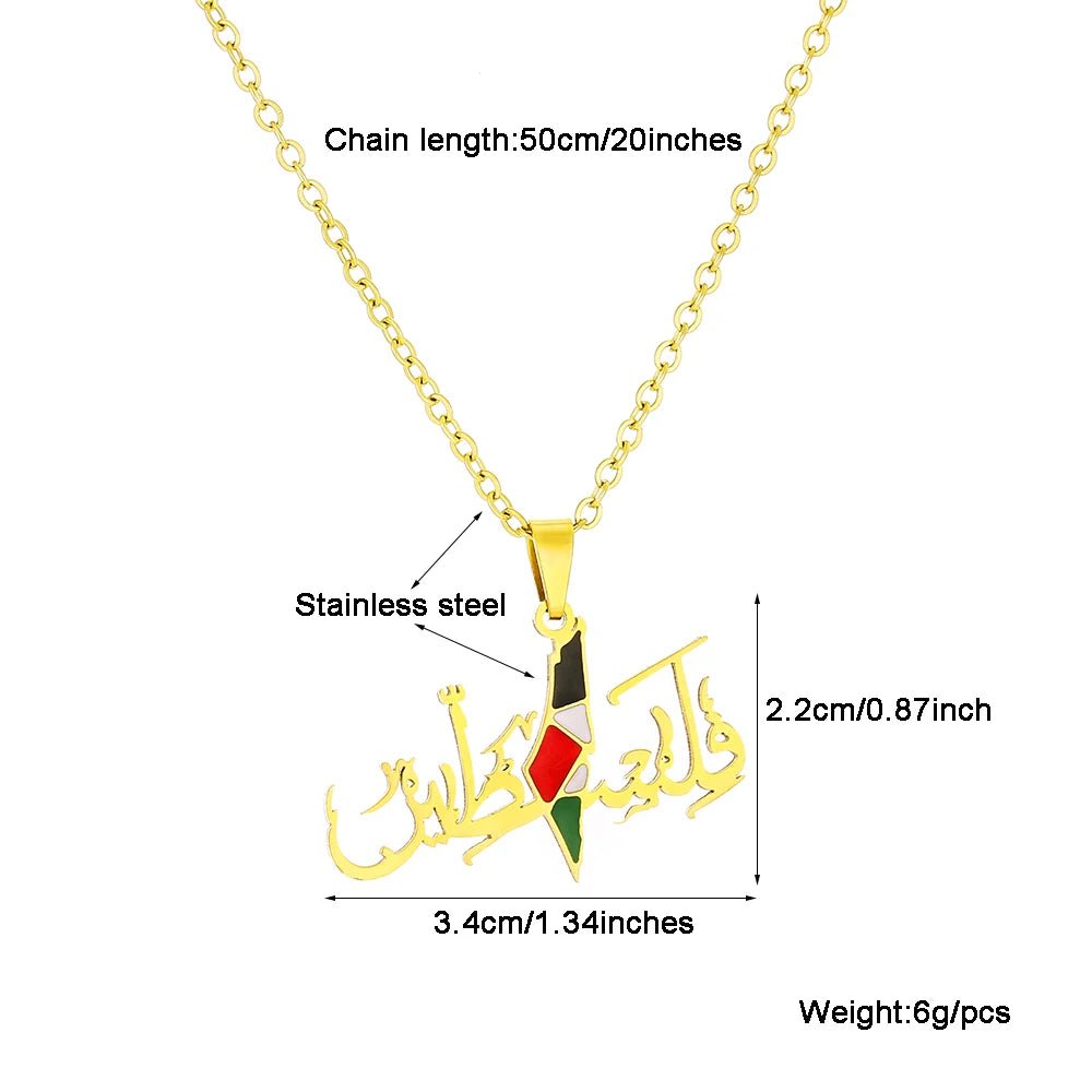 Palestine Map Flag Pendant Necklace Unisex - Ergosalah - Ergonomic padded prayer mat for knee support