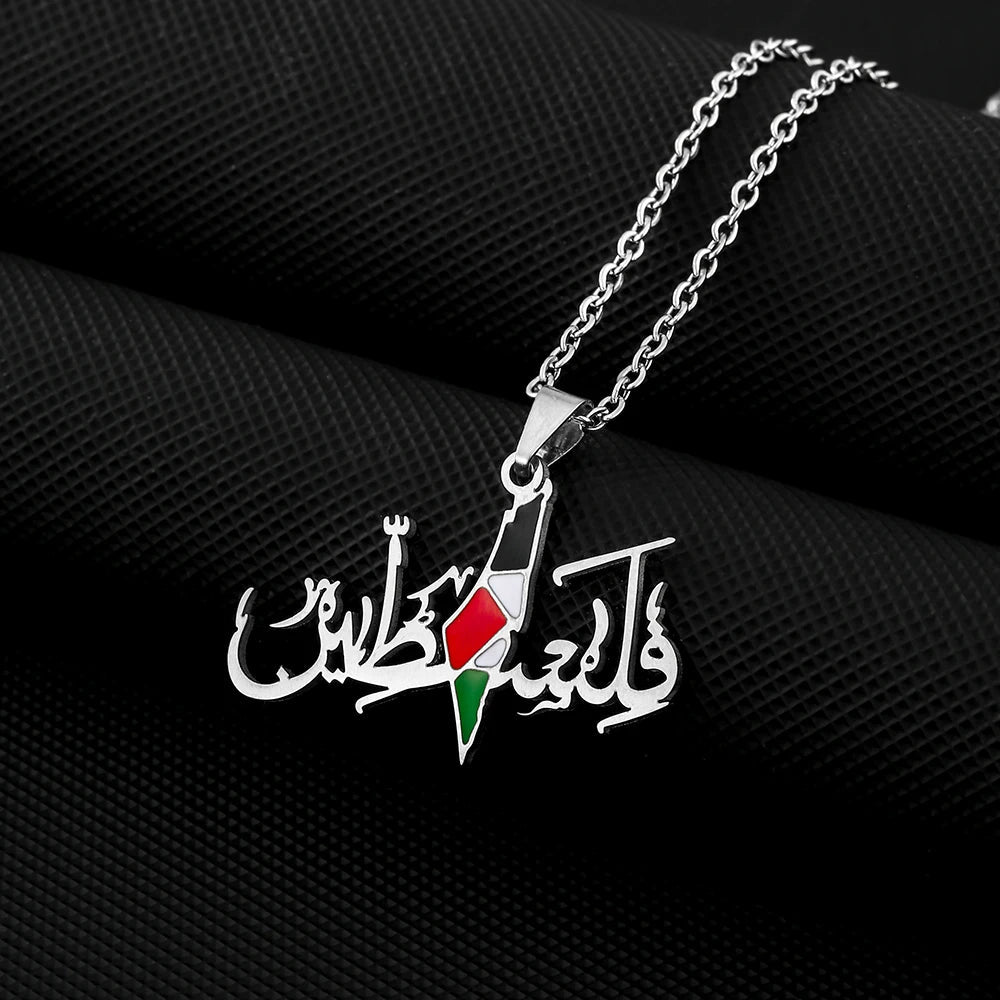 Palestine Map Flag Pendant Necklace Unisex - Ergosalah - Ergonomic padded prayer mat for knee support