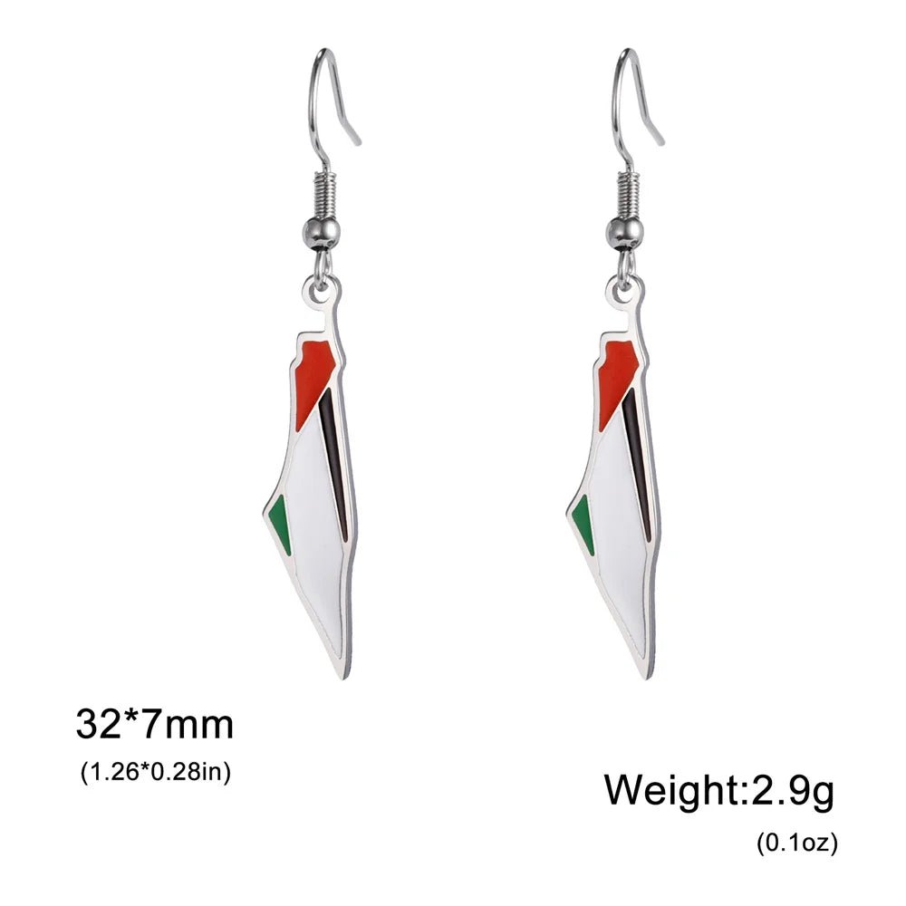 Palestine Map Heritage Earrings - Ergosalah - Ergonomic padded prayer mat for knee support