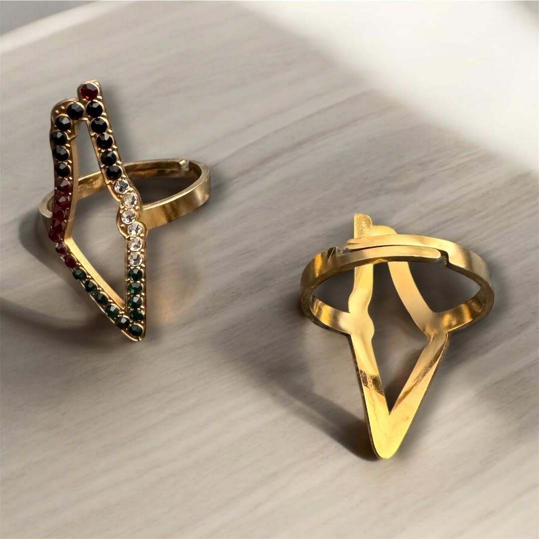 Palestine Map Rhinestone Ring - Ergosalah - Ergonomic padded prayer mat for knee support