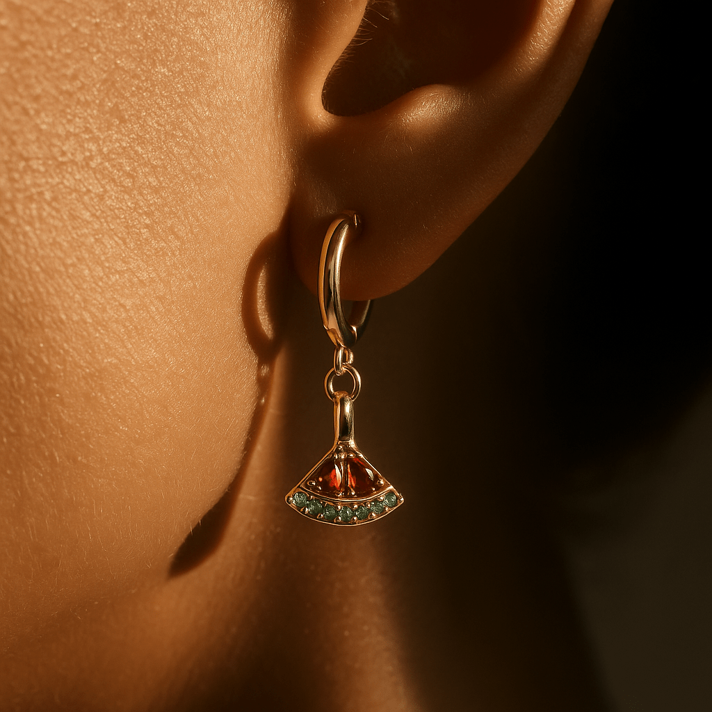 Palestine Watermelon Gold Earrings - Ergosalah - Ergonomic padded prayer mat for knee support