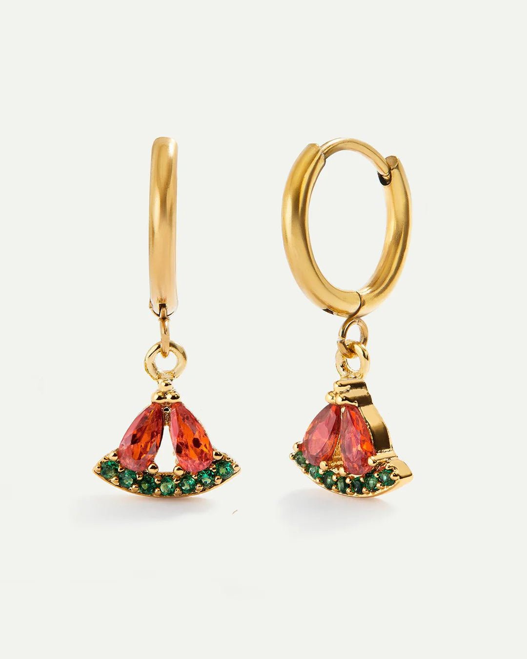 Palestine Watermelon Gold Earrings - Ergosalah - Ergonomic padded prayer mat for knee support