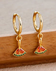 Palestine Watermelon Gold Earrings - Ergosalah - Ergonomic padded prayer mat for knee support