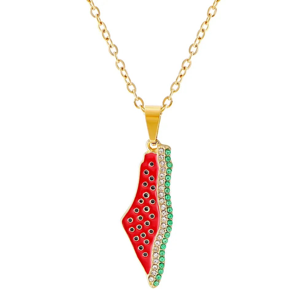Palestine Watermelon Necklace - Ergosalah - Ergonomic padded prayer mat for knee support