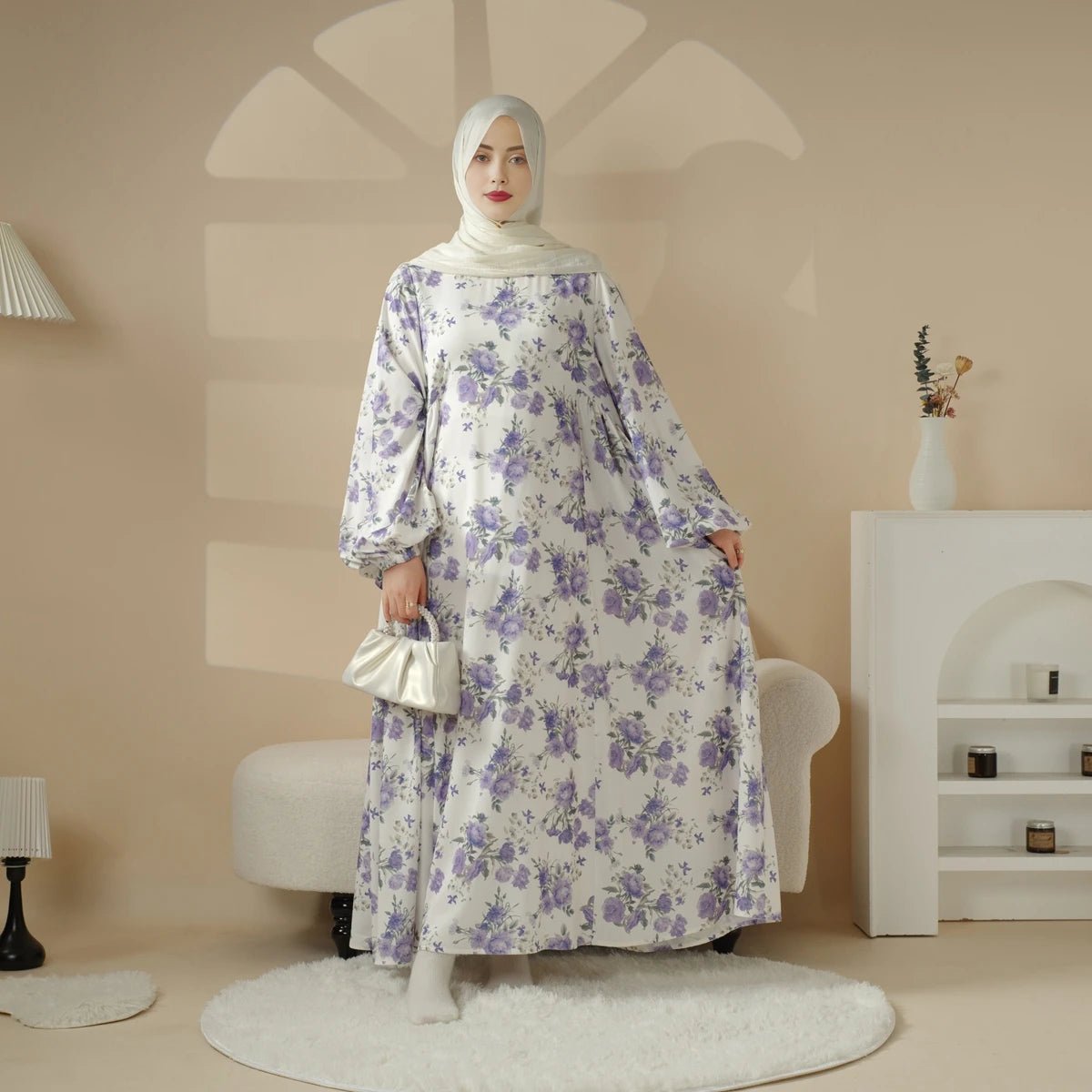 Printed Satin Reversible Abaya for Muslim Women | Plus Size - Ergosalah - Ergonomic padded prayer mat for knee support