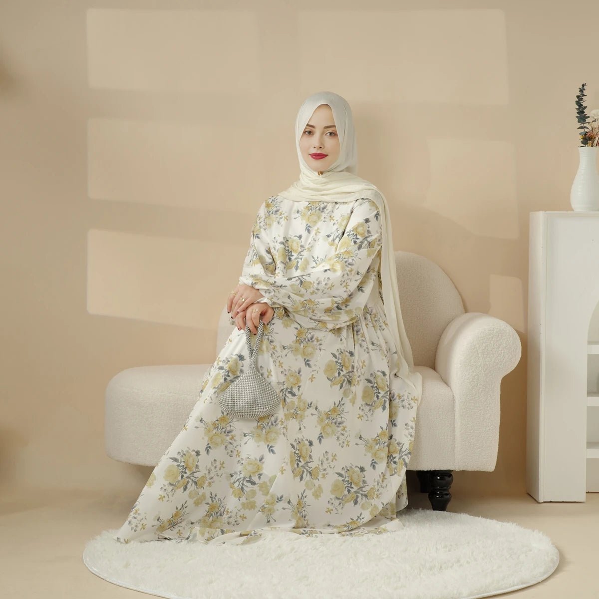 Printed Satin Reversible Abaya for Muslim Women | Plus Size - Ergosalah - Ergonomic padded prayer mat for knee support