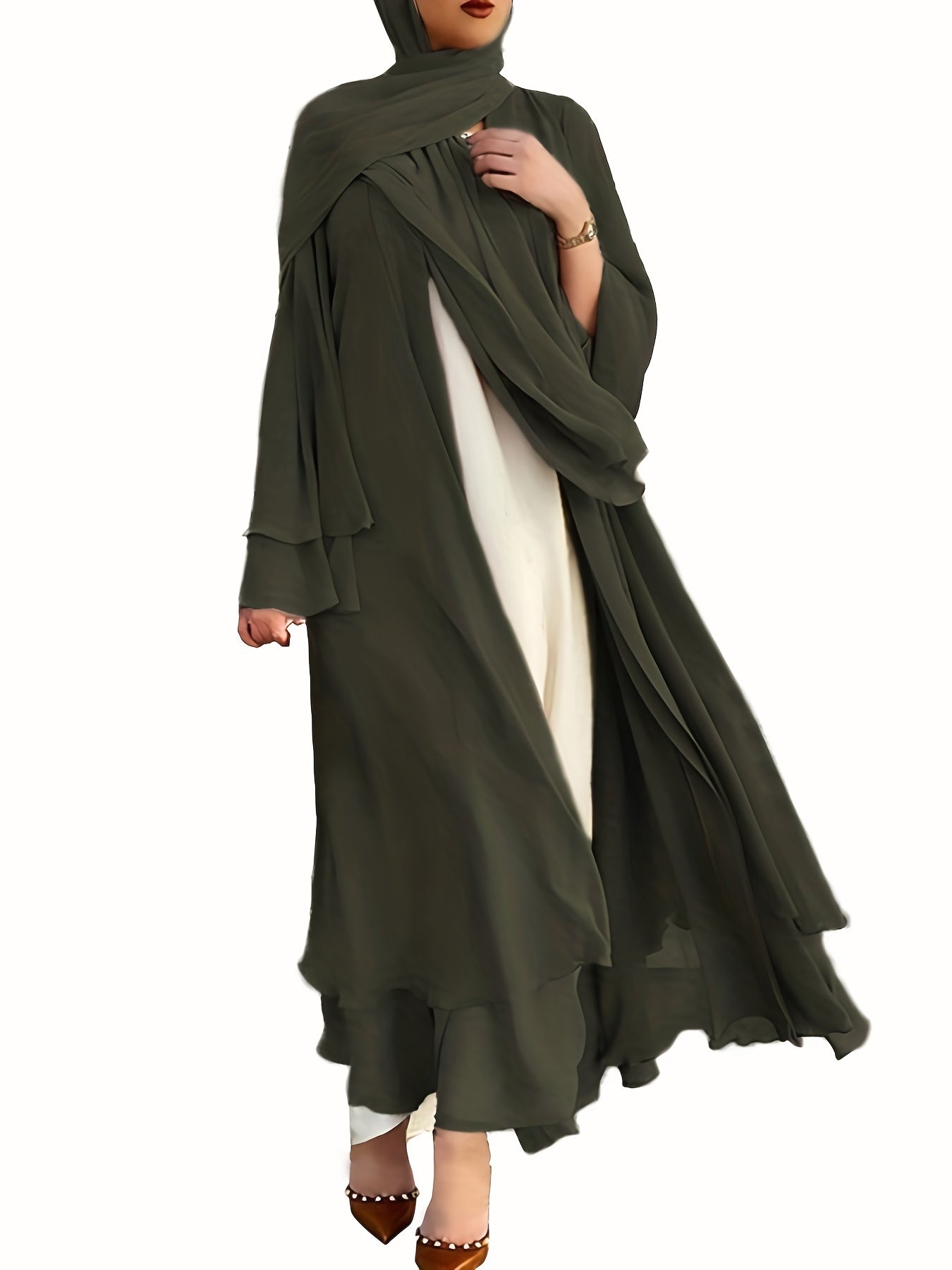 Sara - Chiffon Abaya (Without Hijab) - Ergosalah - Ergonomic padded prayer mat for knee support