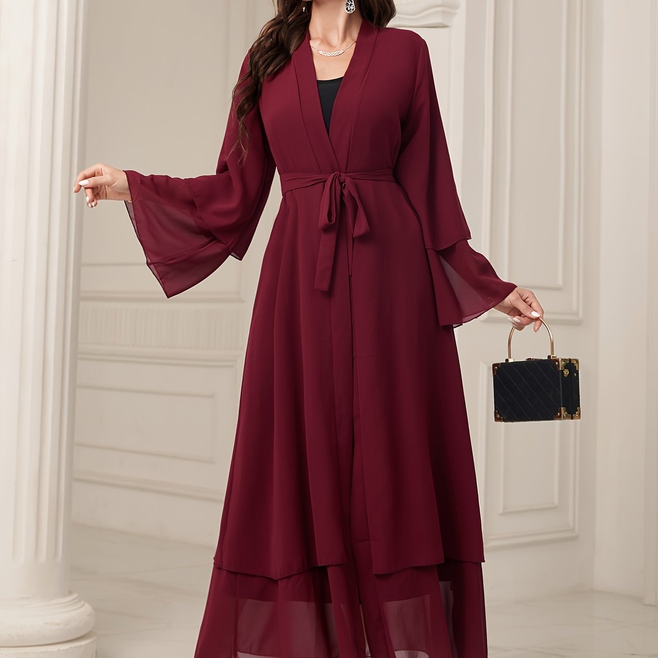 Sara - Chiffon Abaya (Without Hijab) - Ergosalah - Ergonomic padded prayer mat for knee support