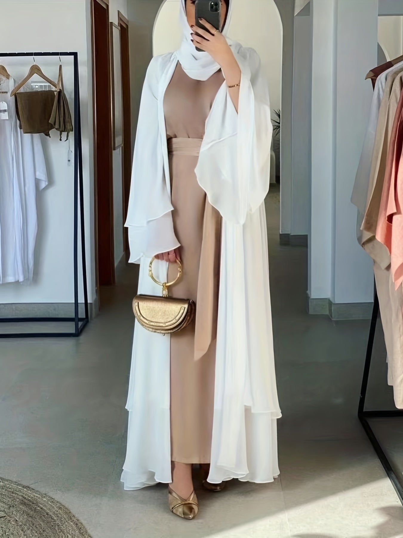 Sara - Chiffon Abaya (Without Hijab) - Ergosalah - Ergonomic padded prayer mat for knee support