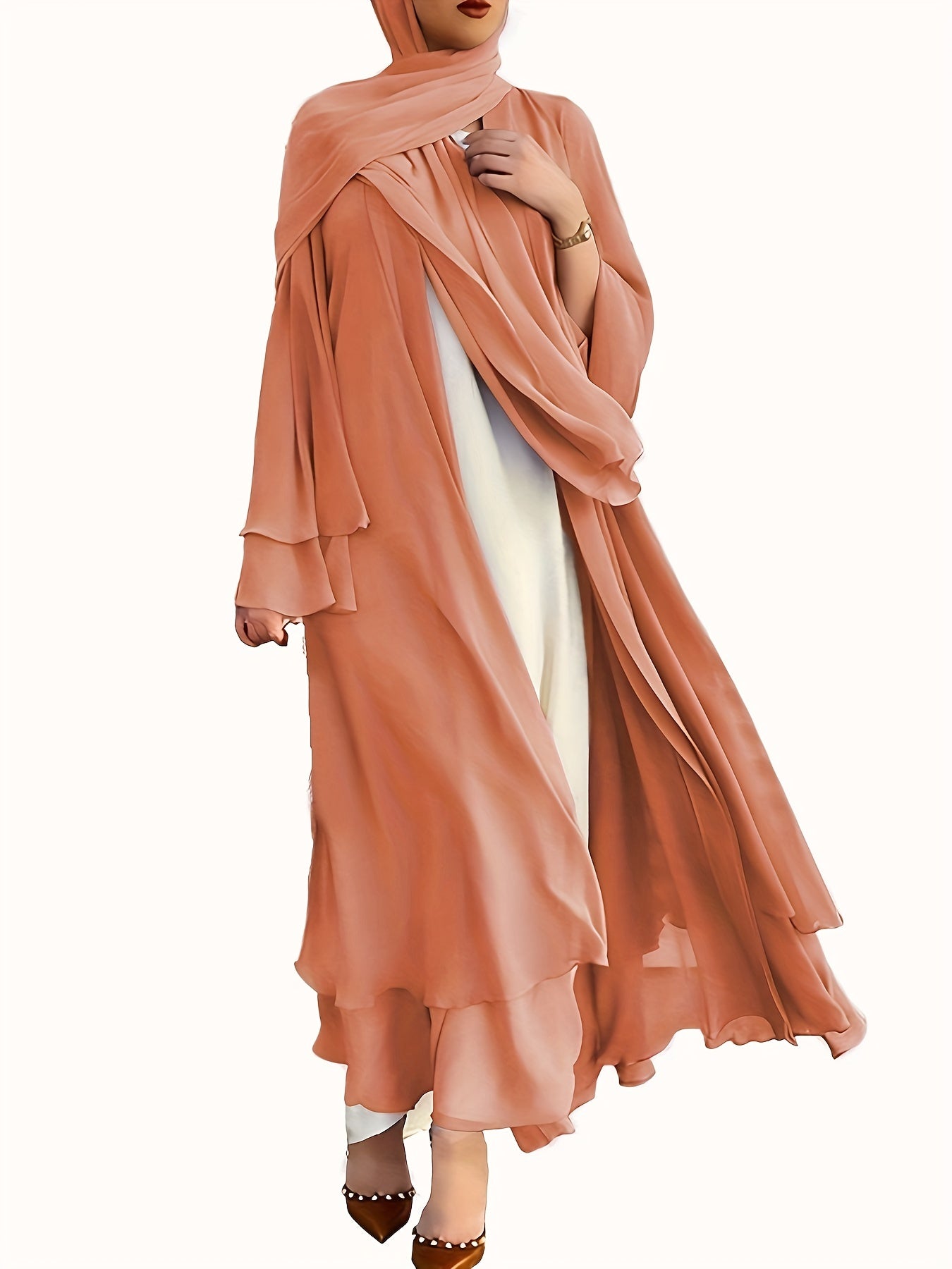 Sara - Chiffon Abaya (Without Hijab) - Ergosalah - Ergonomic padded prayer mat for knee support