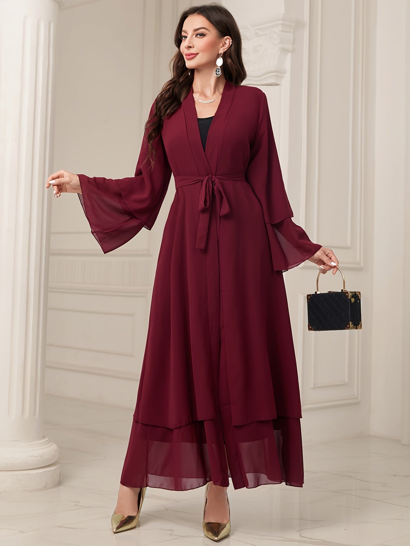 Sara - Chiffon Abaya (Without Hijab) - Ergosalah - Ergonomic padded prayer mat for knee support