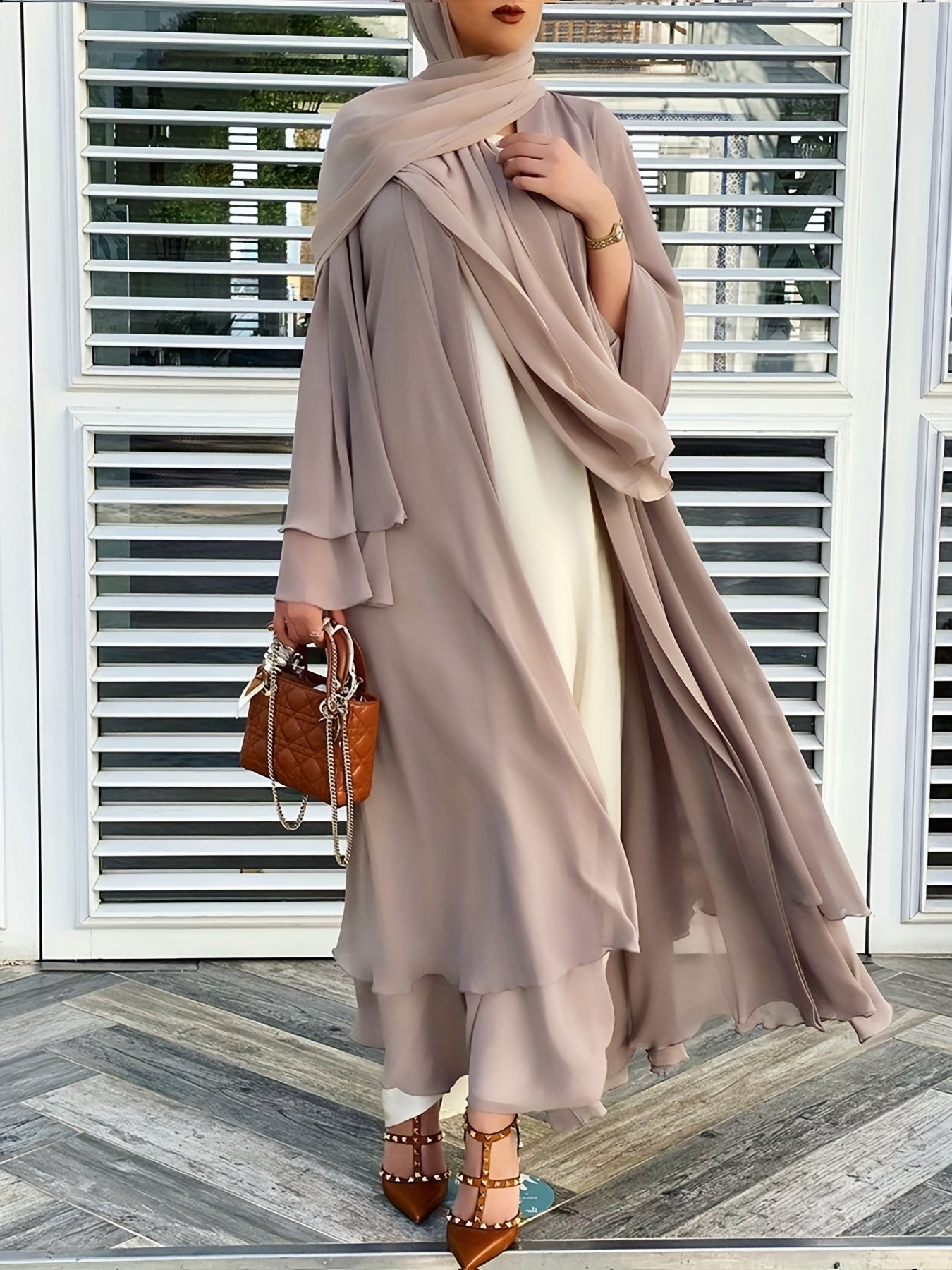 Sara - Chiffon Abaya (Without Hijab) - Ergosalah - Ergonomic padded prayer mat for knee support