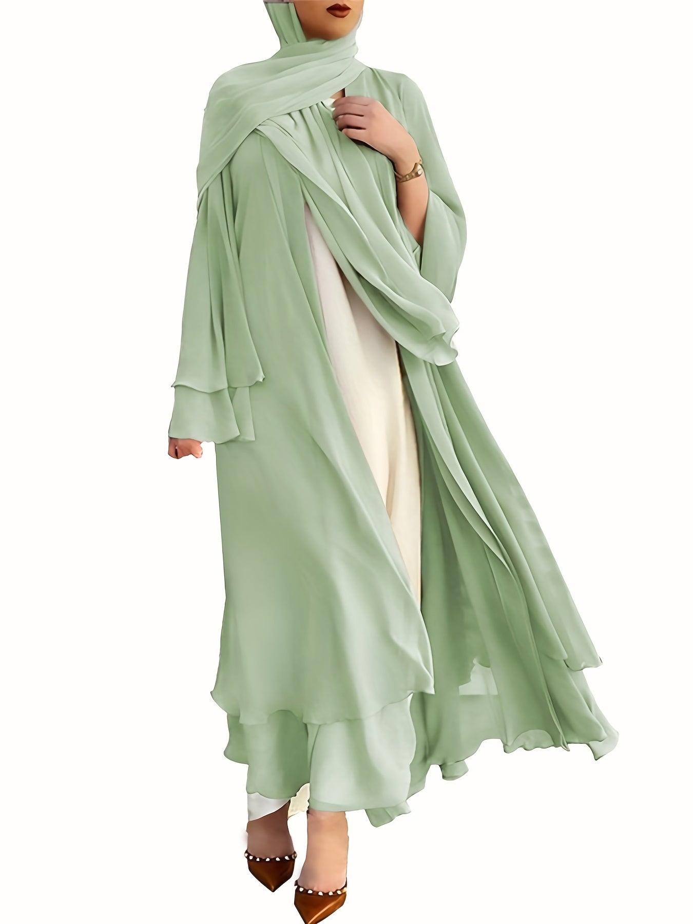 Sara - Chiffon Abaya (Without Hijab) - Ergosalah - Ergonomic padded prayer mat for knee support