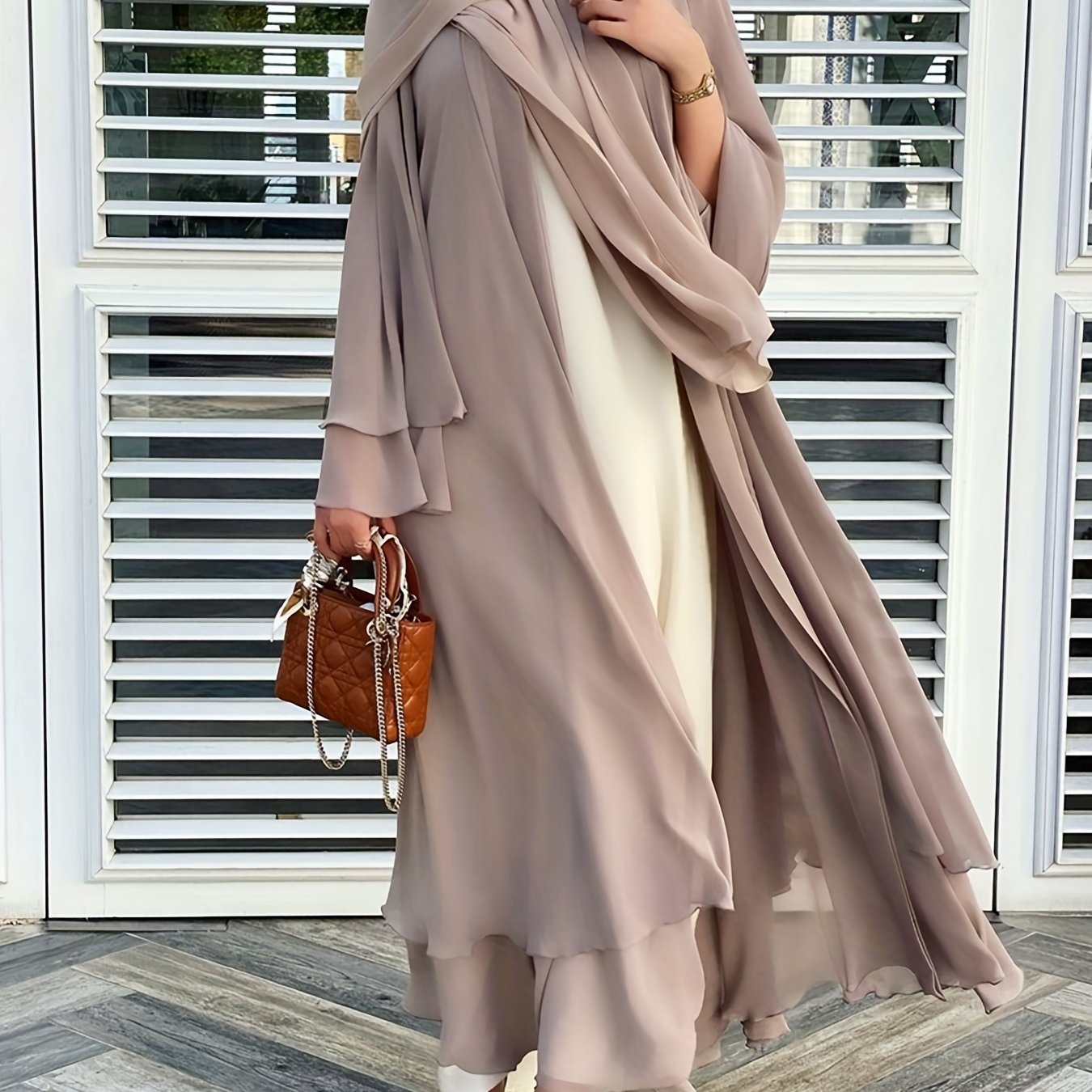 Sara - Chiffon Abaya (Without Hijab) - Ergosalah - Ergonomic padded prayer mat for knee support