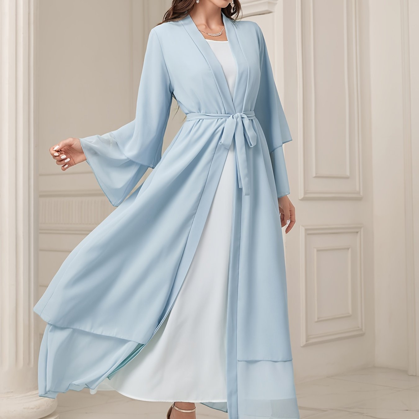Sara - Chiffon Abaya (Without Hijab) - Ergosalah - Ergonomic padded prayer mat for knee support