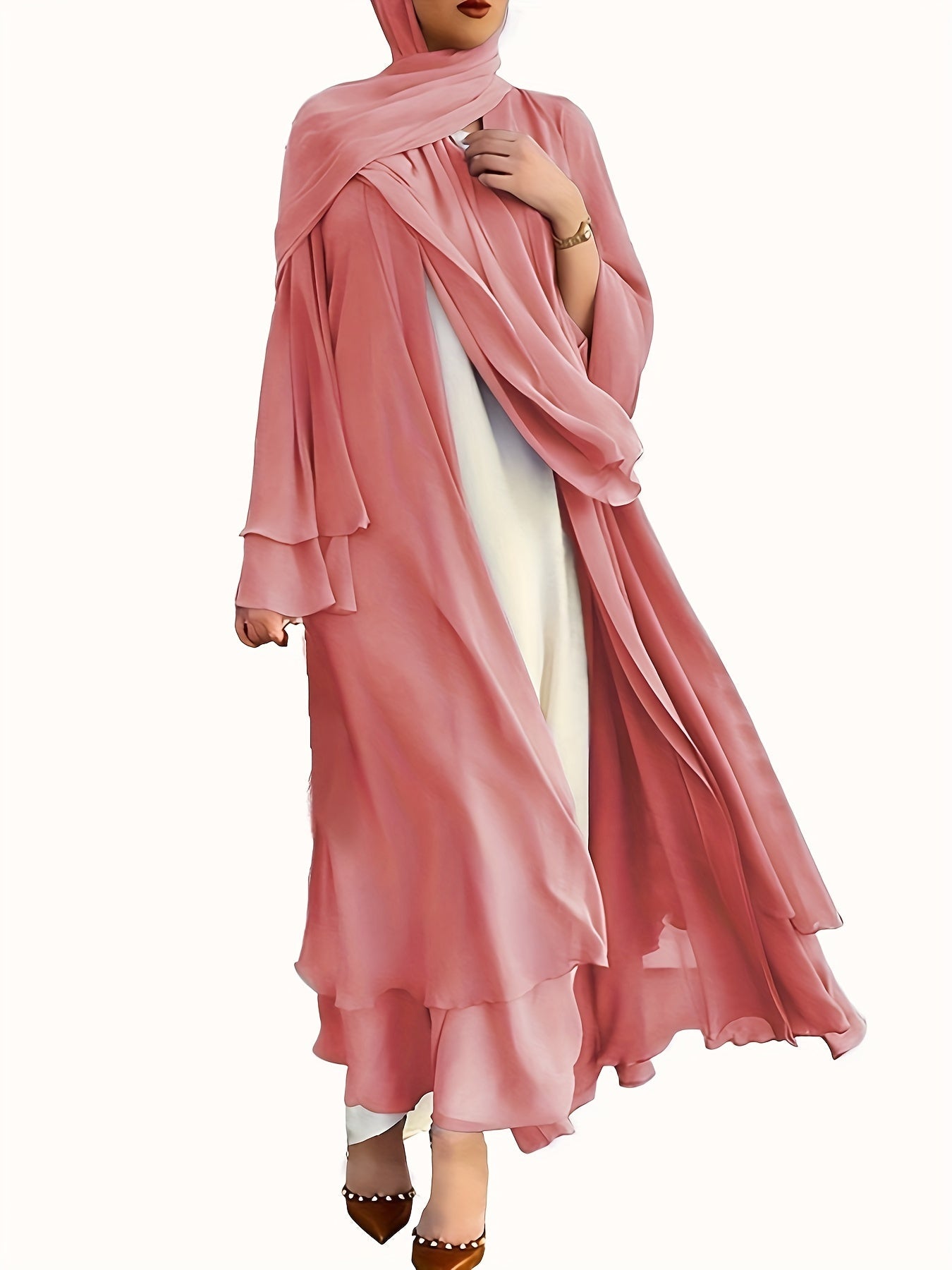 Sara - Chiffon Abaya (Without Hijab) - Ergosalah - Ergonomic padded prayer mat for knee support