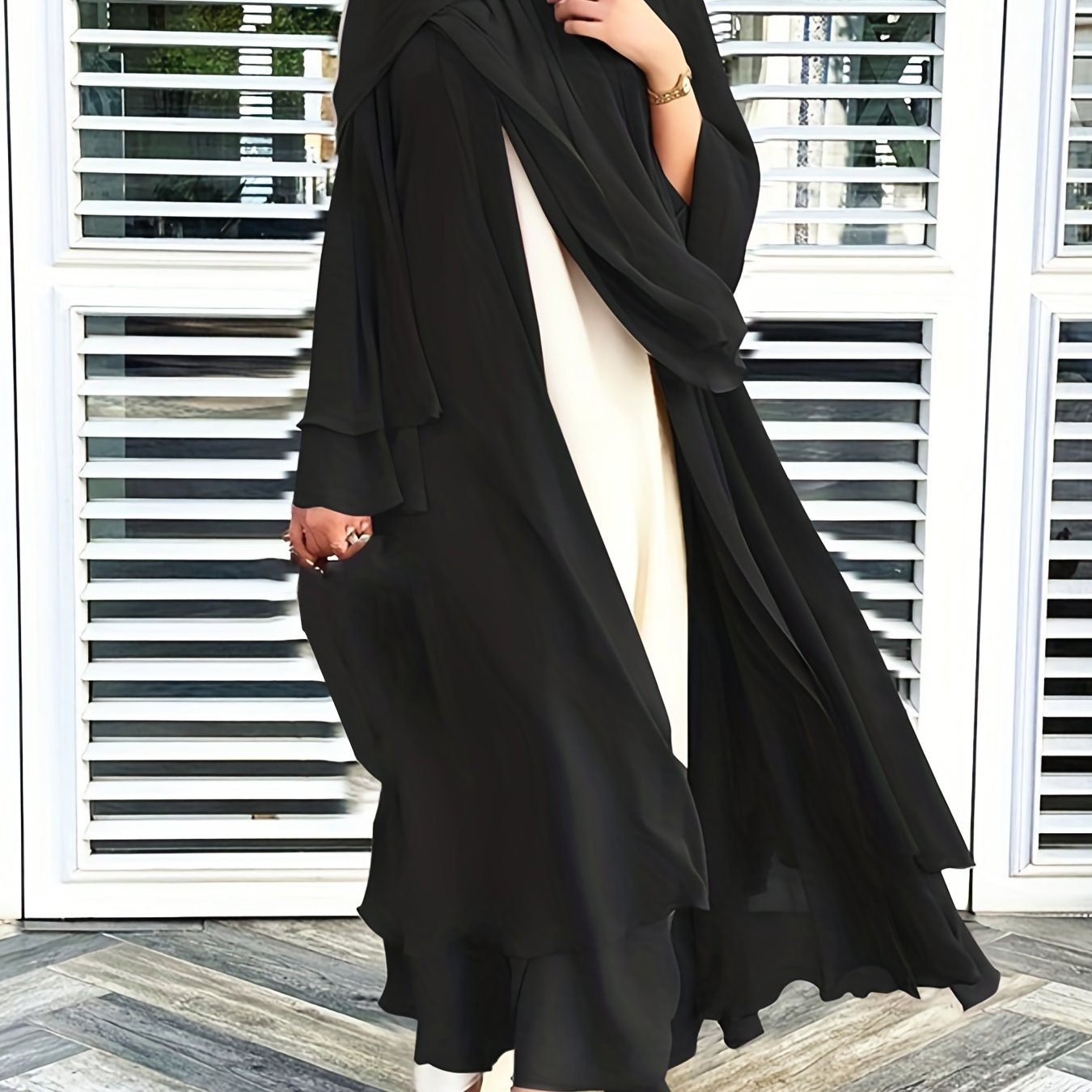 Sara - Chiffon Abaya (Without Hijab) - Ergosalah - Ergonomic padded prayer mat for knee support