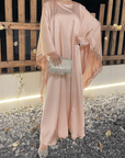Satin Abaya Elegant Tassel Cape Dress - Ergosalah - Ergonomic padded prayer mat for knee support