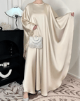 Satin Abaya Elegant Tassel Cape Dress - Ergosalah - Ergonomic padded prayer mat for knee support