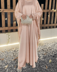 Satin Abaya Elegant Tassel Cape Dress - Ergosalah - Ergonomic padded prayer mat for knee support