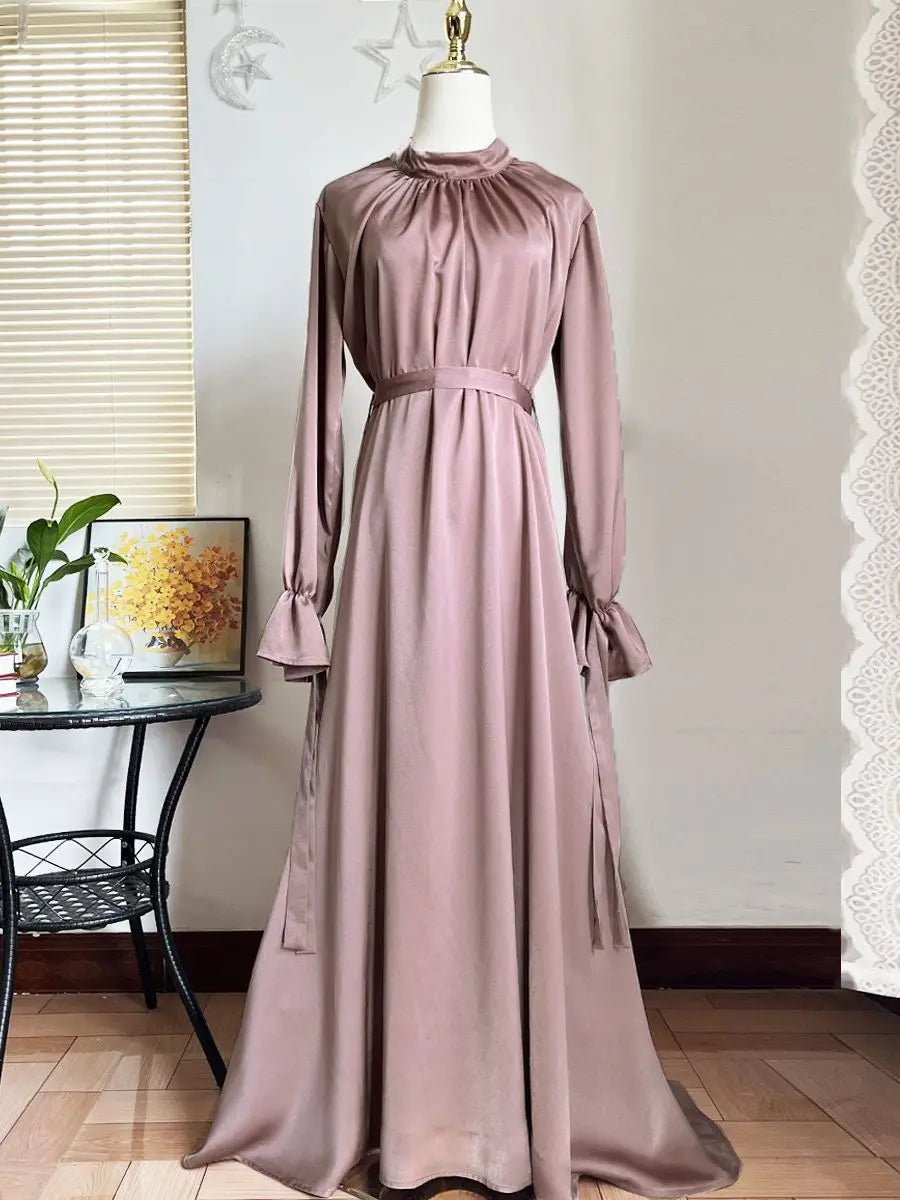 Satin Muslim Abaya Evening Kaftan 2023 - Ergosalah - Ergonomic padded prayer mat for knee support