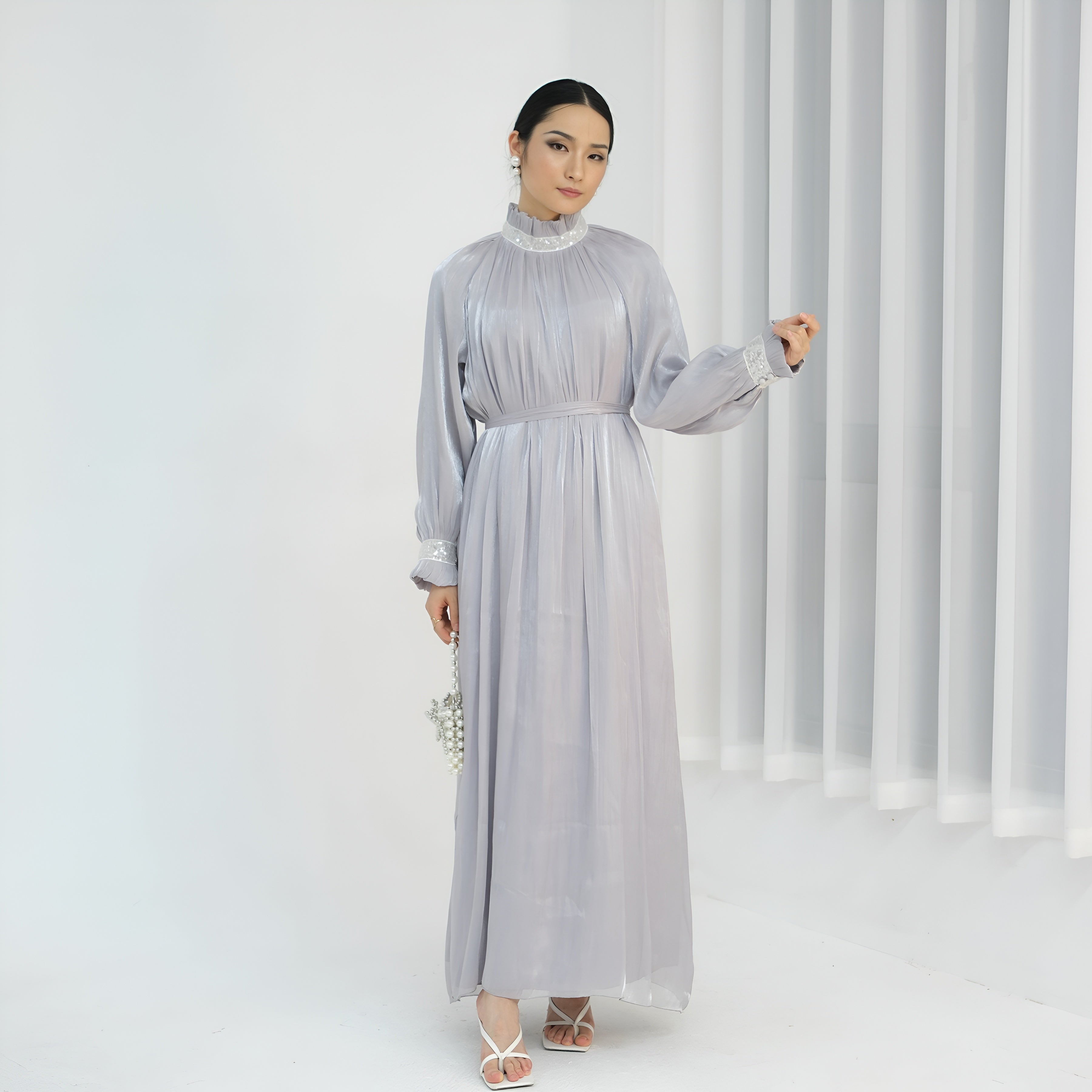Sequined Belted Kaftan - Ergosalah - Ergonomic padded prayer mat for knee support