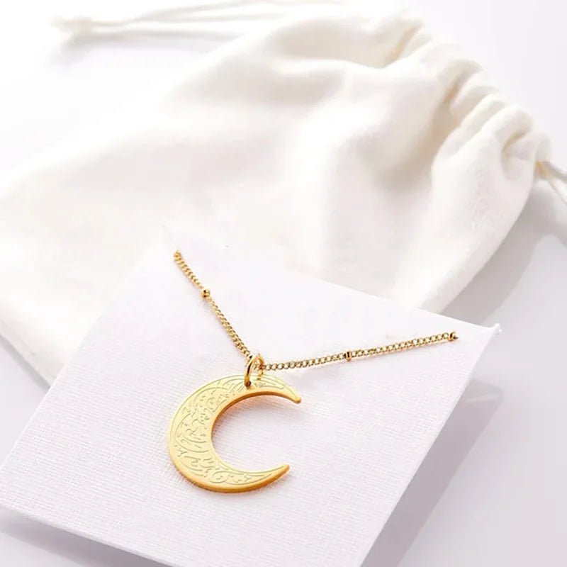 Stainless Steel Moon Pendant Necklace - Ergosalah - Ergonomic padded prayer mat for knee support