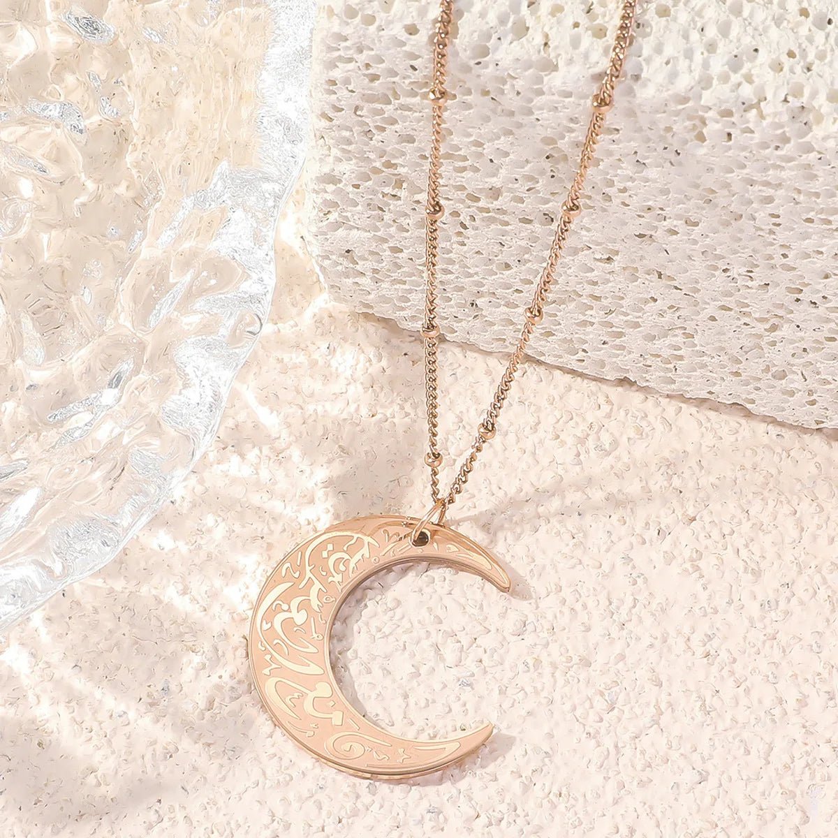 Stainless Steel Moon Pendant Necklace - Ergosalah - Ergonomic padded prayer mat for knee support