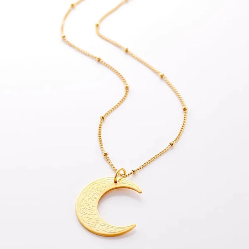 Stainless Steel Moon Pendant Necklace - Ergosalah - Ergonomic padded prayer mat for knee support