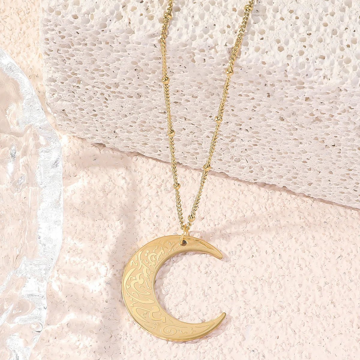 Stainless Steel Moon Pendant Necklace - Ergosalah - Ergonomic padded prayer mat for knee support