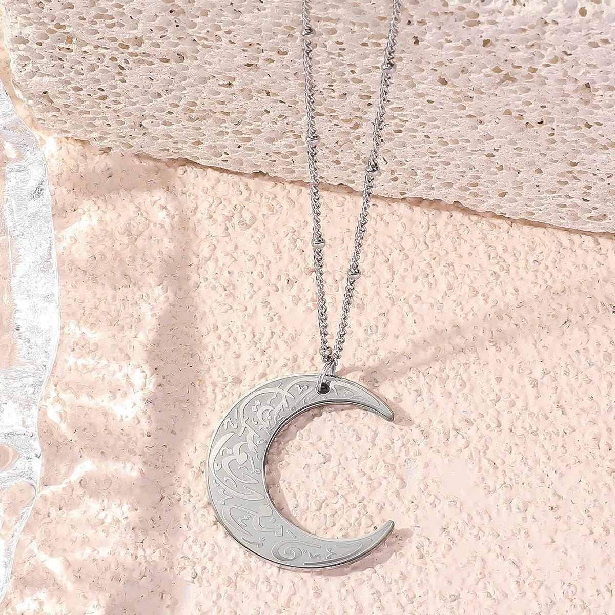 Stainless Steel Moon Pendant Necklace - Ergosalah - Ergonomic padded prayer mat for knee support