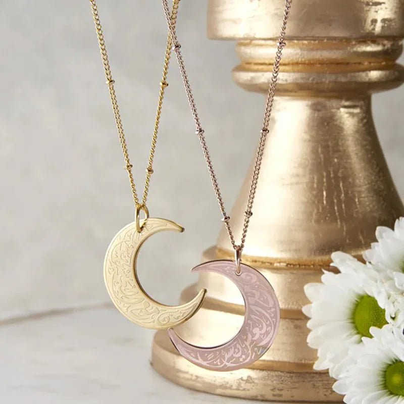 Stainless Steel Moon Pendant Necklace - Ergosalah - Ergonomic padded prayer mat for knee support
