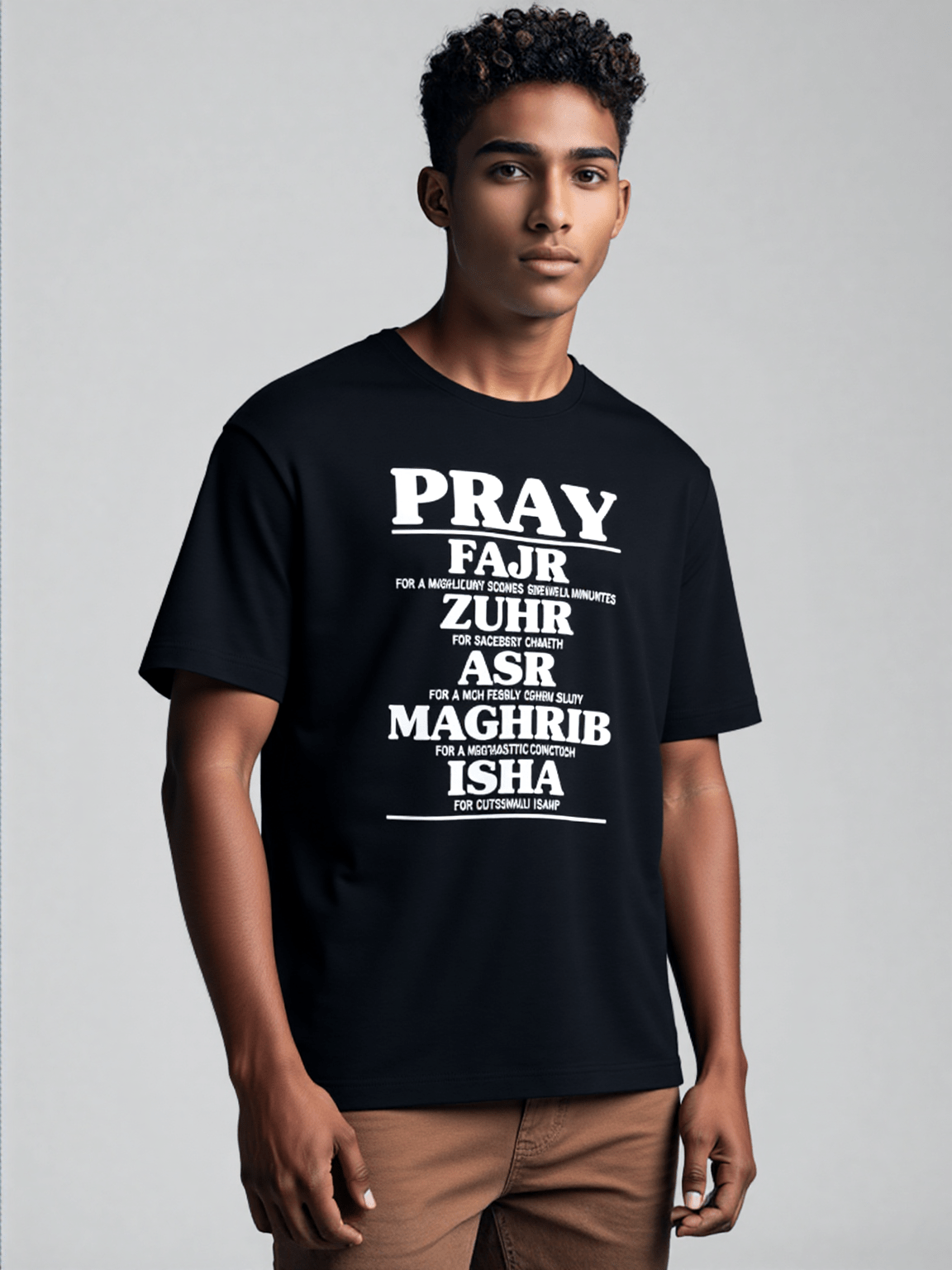 T-shirt Unisex | Salah Virtues | Front - Ergosalah - Ergonomic padded prayer mat for knee support